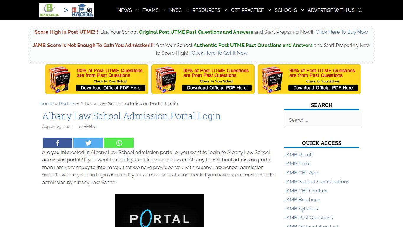 Albany Law School Admission Portal Login